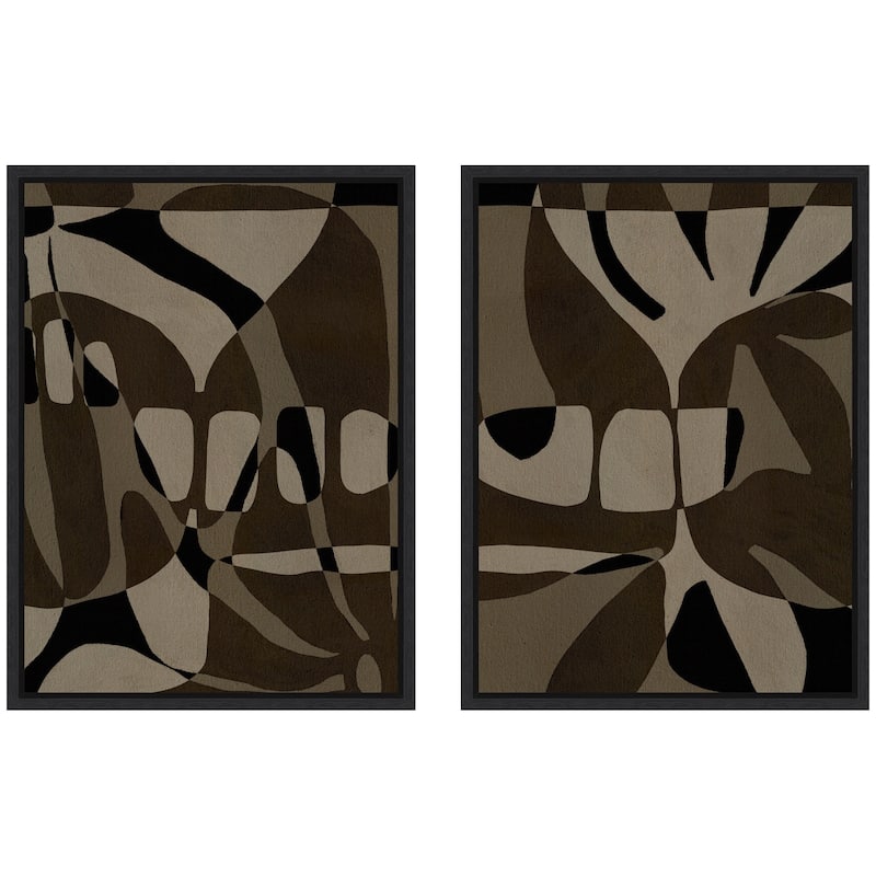 Kate and Laurel Sylvie Contour 1 and 2 Framed Canvas Art Set by Shatha Al Dafai