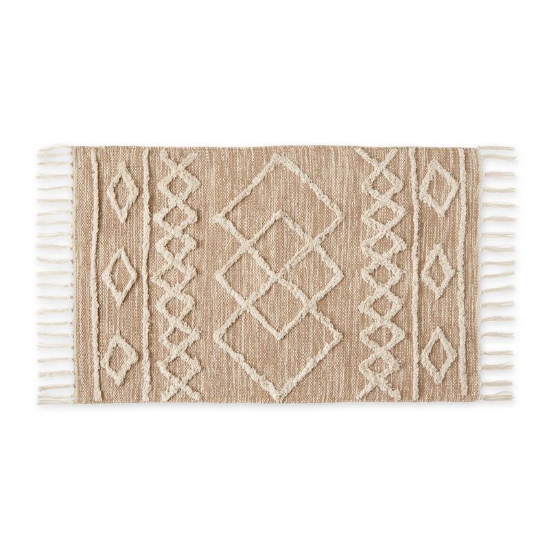 Scandinavian Honey Gold Printed Hand-Loomed Shag Rug 2x3 Ft - 2x3 Ft - Scandinavian Stone