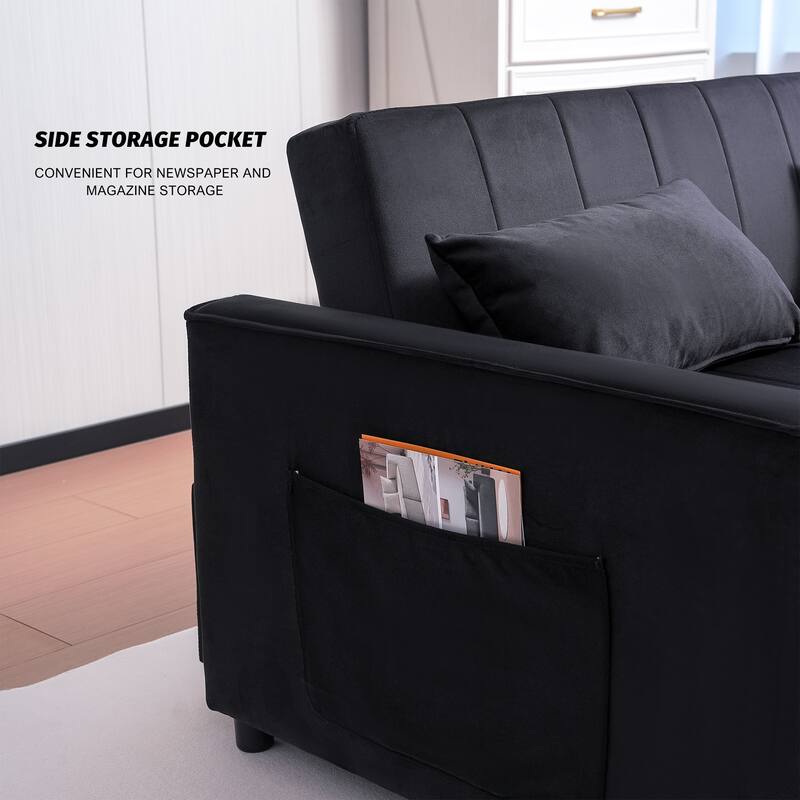 3-in-1 Velvet Pull Out Couch with Armrests