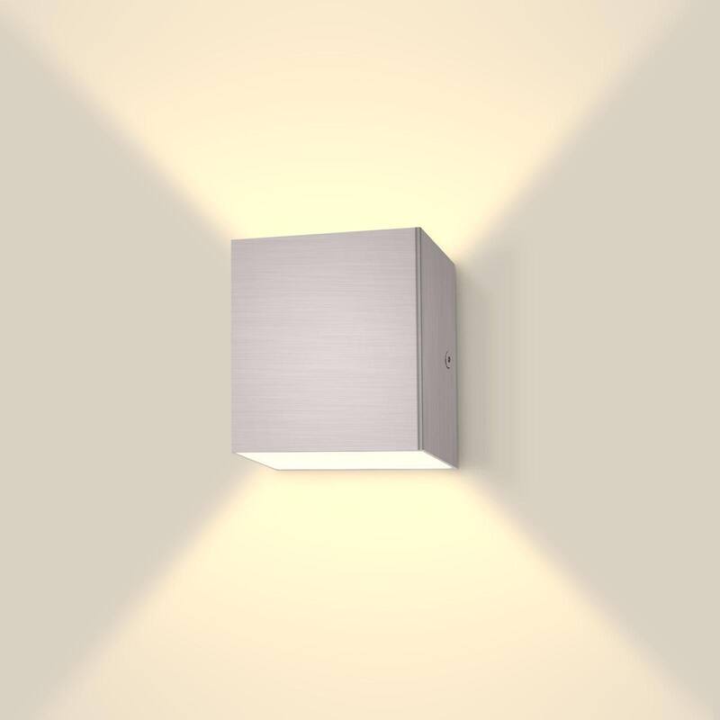 Luxrite Square LED Up and Down Wall Sconce, Metal, 5CCT 2700K-5000K, 15W, 1000LM, IP65 Waterproof, ETL, Brushed Nickel - 2700/3000/3500/4000/5000