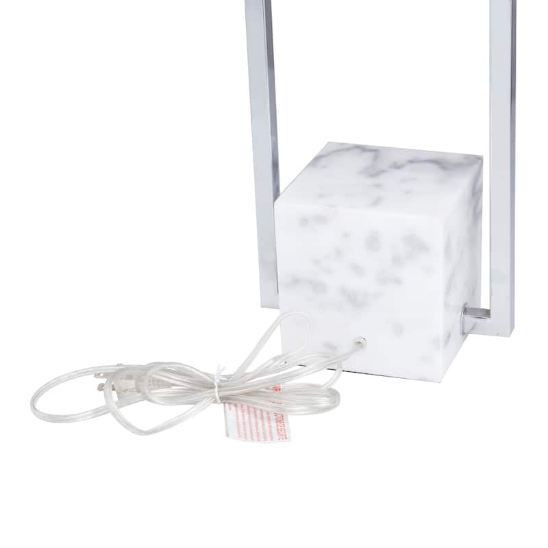CosmoLiving by Cosmopolitan Gold Marble Geometric Table Lamp with Square Shade - White/Silver or White/Gold