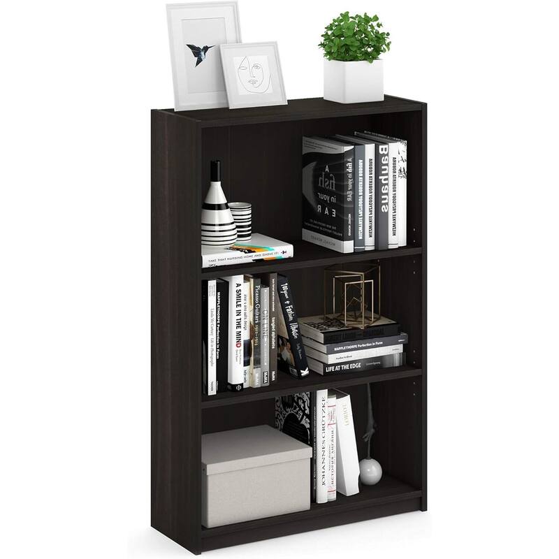 40.3 in. Tall Coal Wood 3-Shelf Bookcase