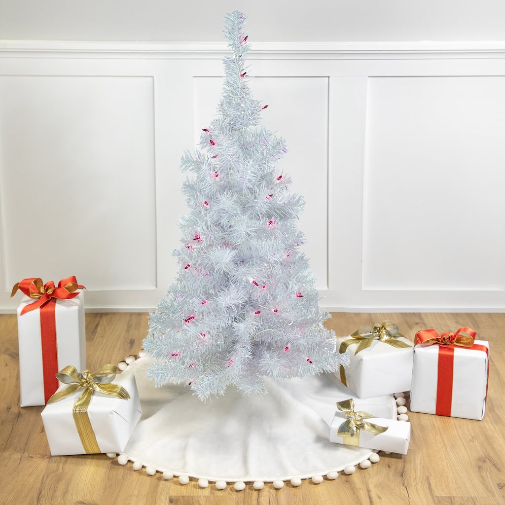 3' Rockport White Pine Artificial Christmas Tree, Purple Lights - 3 Foot