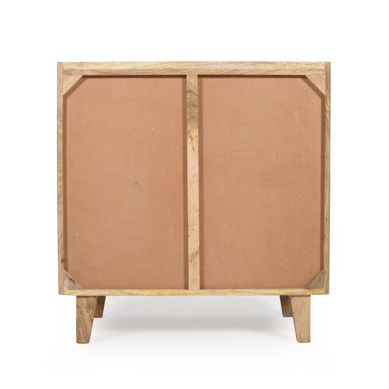 Wood Accent Cabinet Fluted Mango Wood Storage Cabinet with Adjustable Shelf