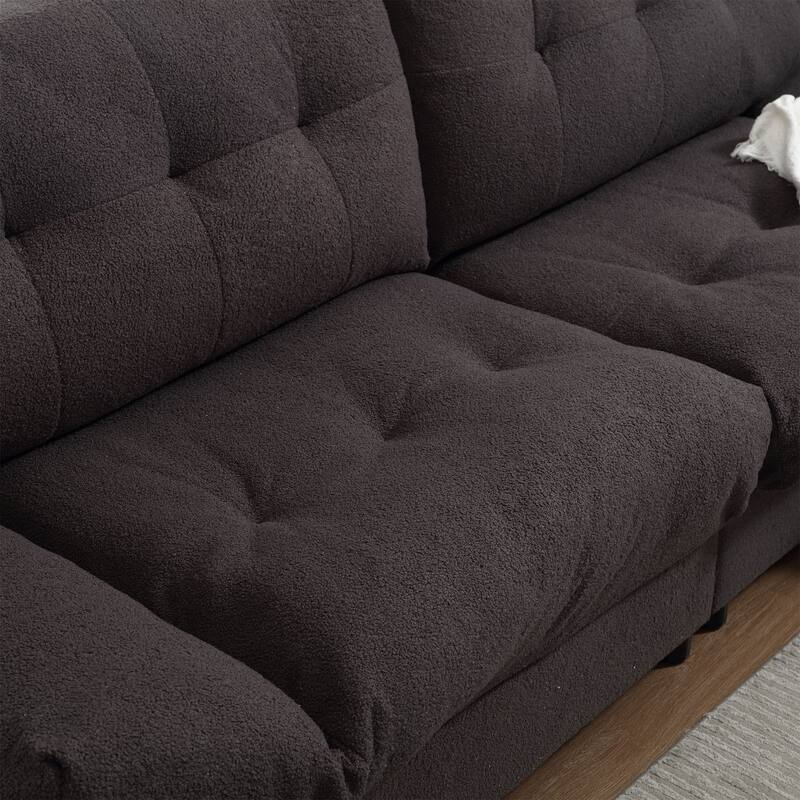 Cloud Style Sofa, Teddy Velvet Fabric, Comfy Padded Cloud Couch for Living Room, Apartment