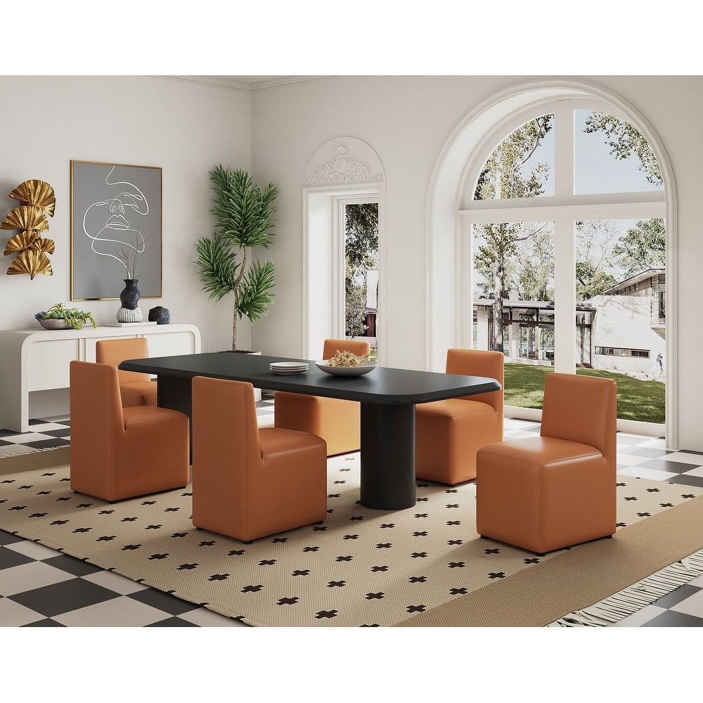 Manhattan Comfort Anna Modern Square Faux Leather Dining Chair