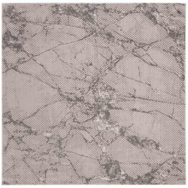 SAFAVIEH Lurex Rosita Modern Abstract Polyester Rug - 6'7" Square - Grey/Grey