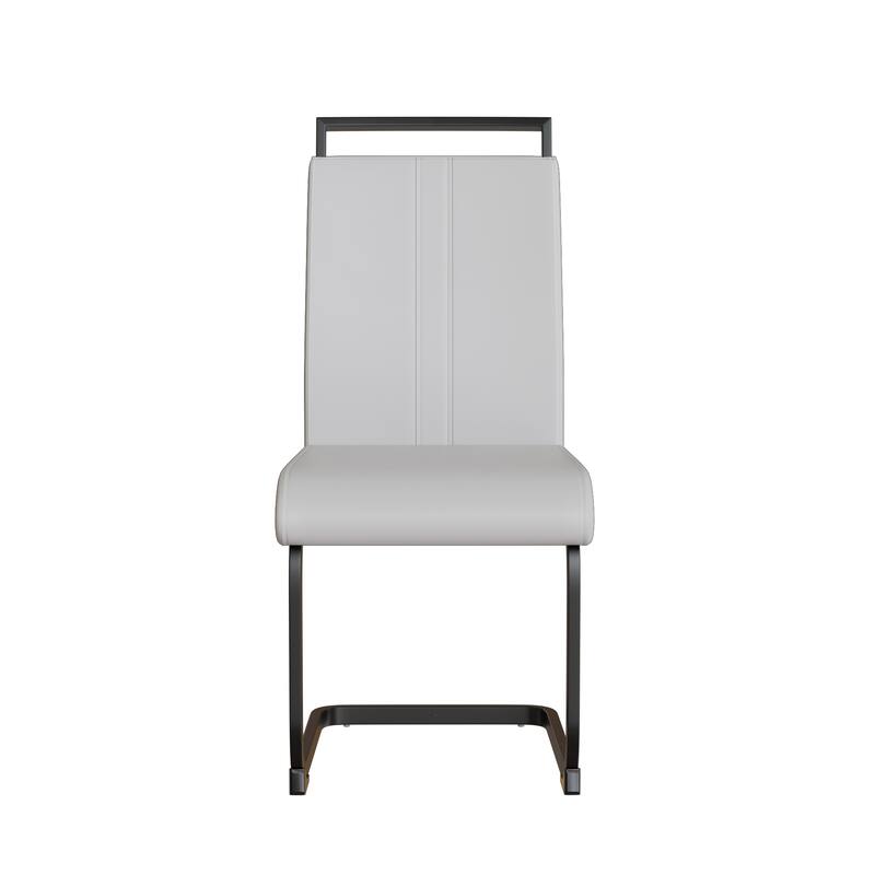5-Piece Modern Glass Dining Table Set with 4 PU Upholstered Chairs