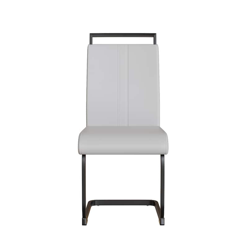 Modern 5-Piece Dining Set with Rectangular Glass Table & High Back Metal C-shaped Tube Chairs