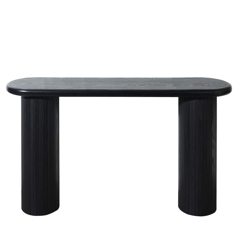 60" Wood Modern Console Table - Ribbed Legs & Minimalist Design For Living Room