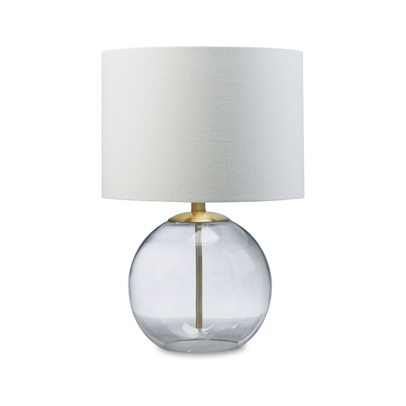 Ashley Furniture Samder Clear & Brass Glass Table Lamp - 14"W x 14"D x 21"H