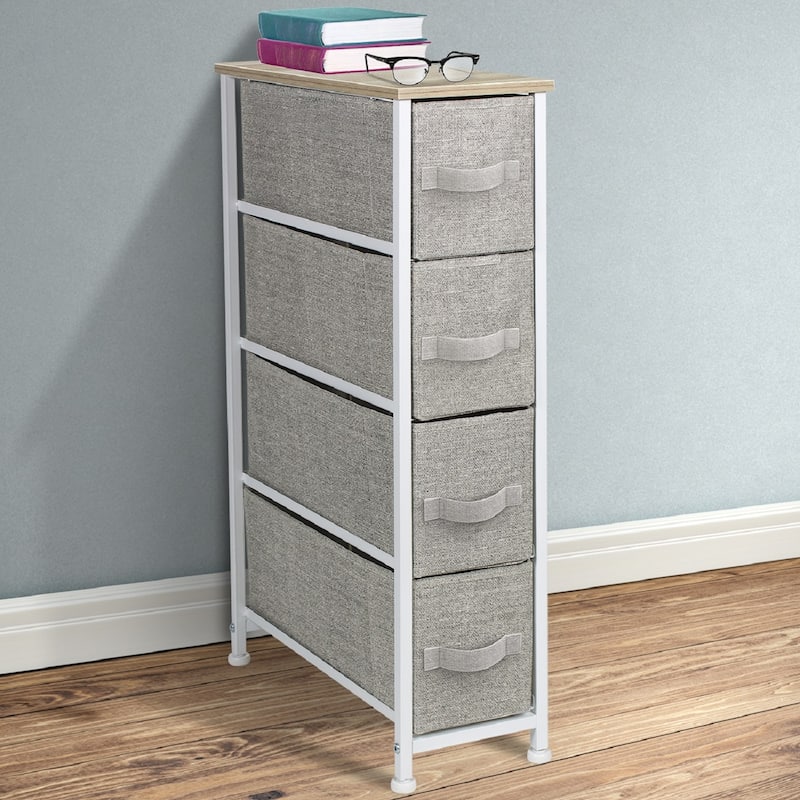 Narrow Dresser Tower with 4 Drawers - Vertical Storage for Bedroom