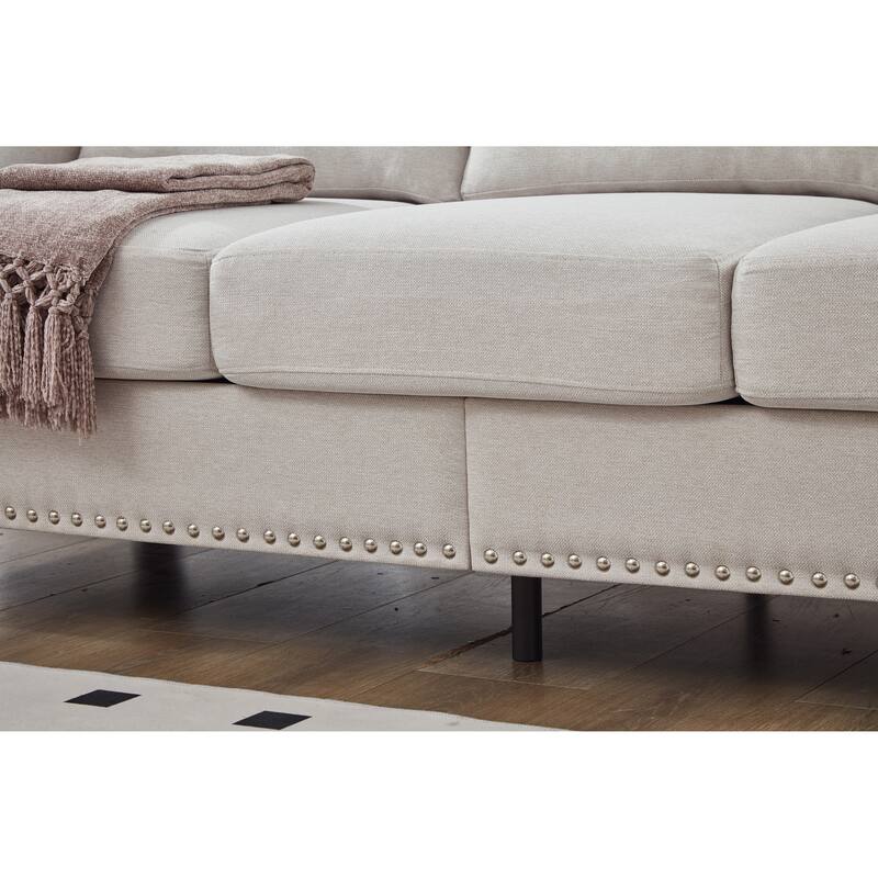 83" Classic Tufted Sofa - 3-Seater Fabric Couch with Nailhead Trim, Polyester Upholstery & Solid Wood Frame for Living Room