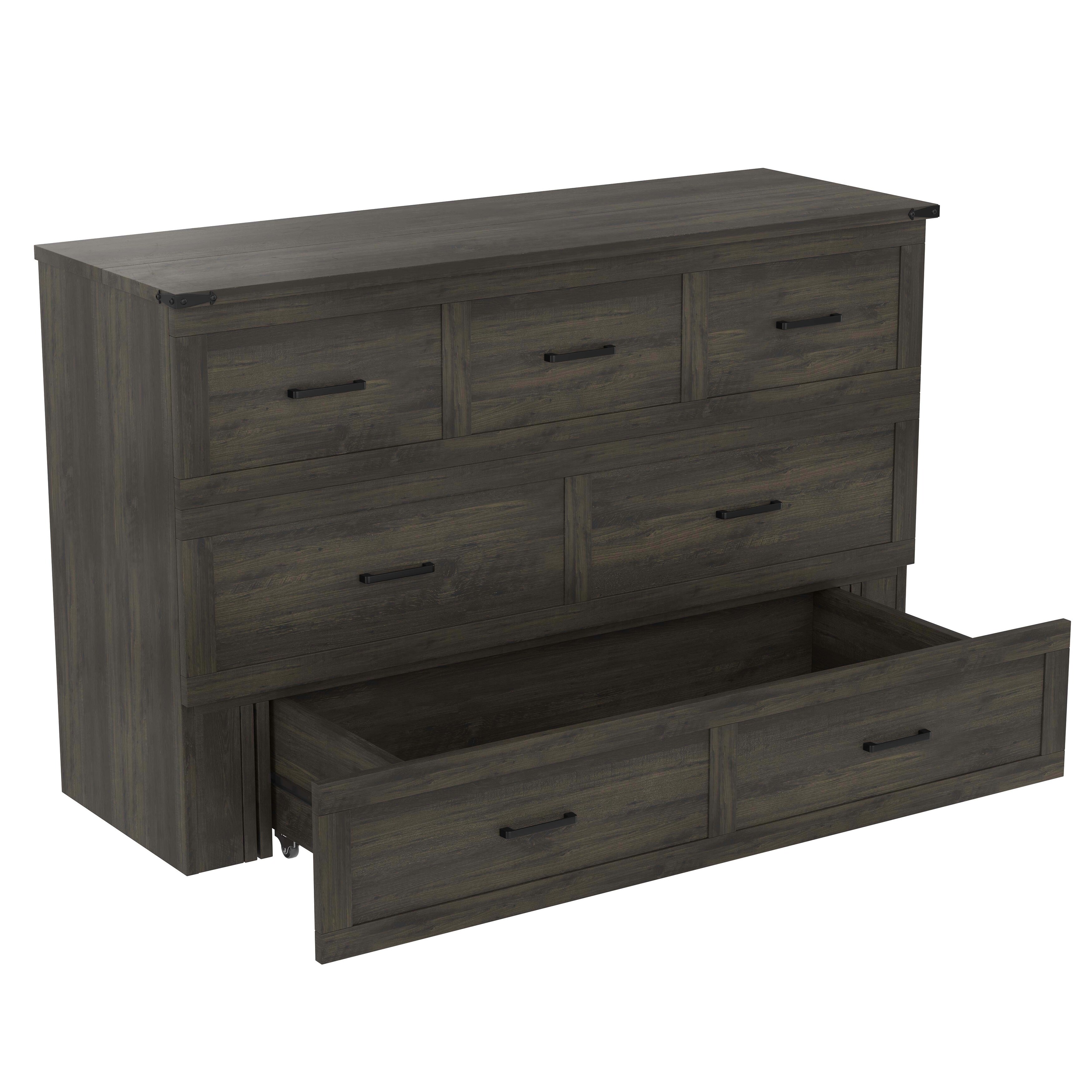 ZENIA Murphy Bed Cabinet with Built-in Charging Station Storage Drawer