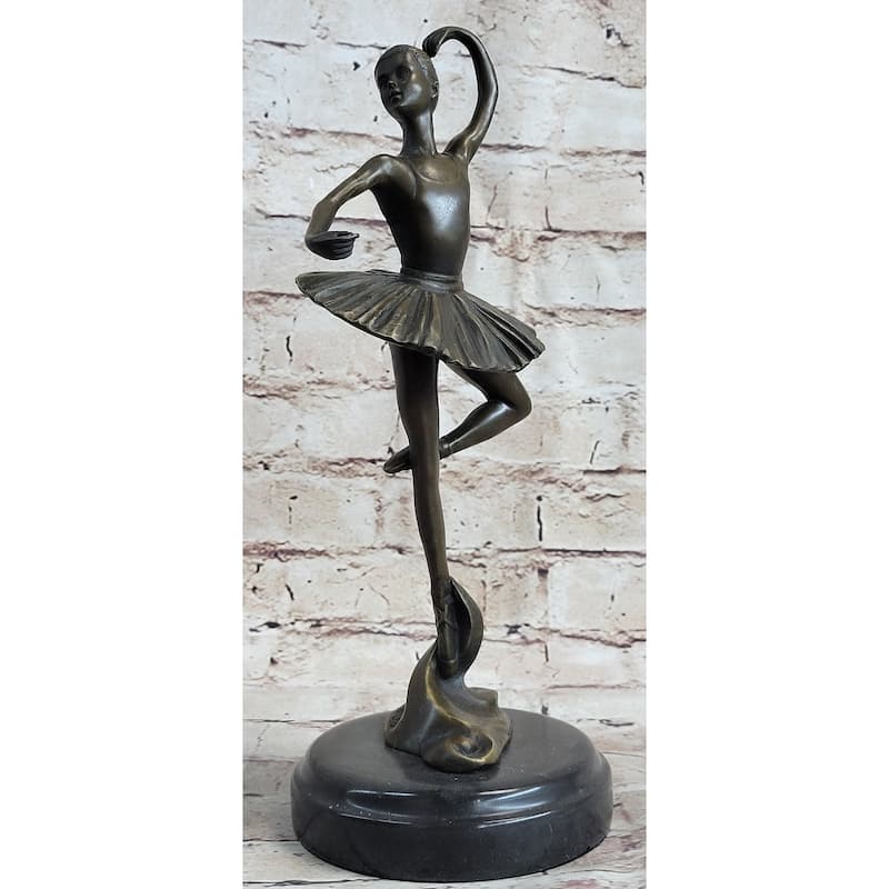 Ballerina Ballet Dancer Girl Bronze Sculpture Figurative Art Signed Original On Marble Base