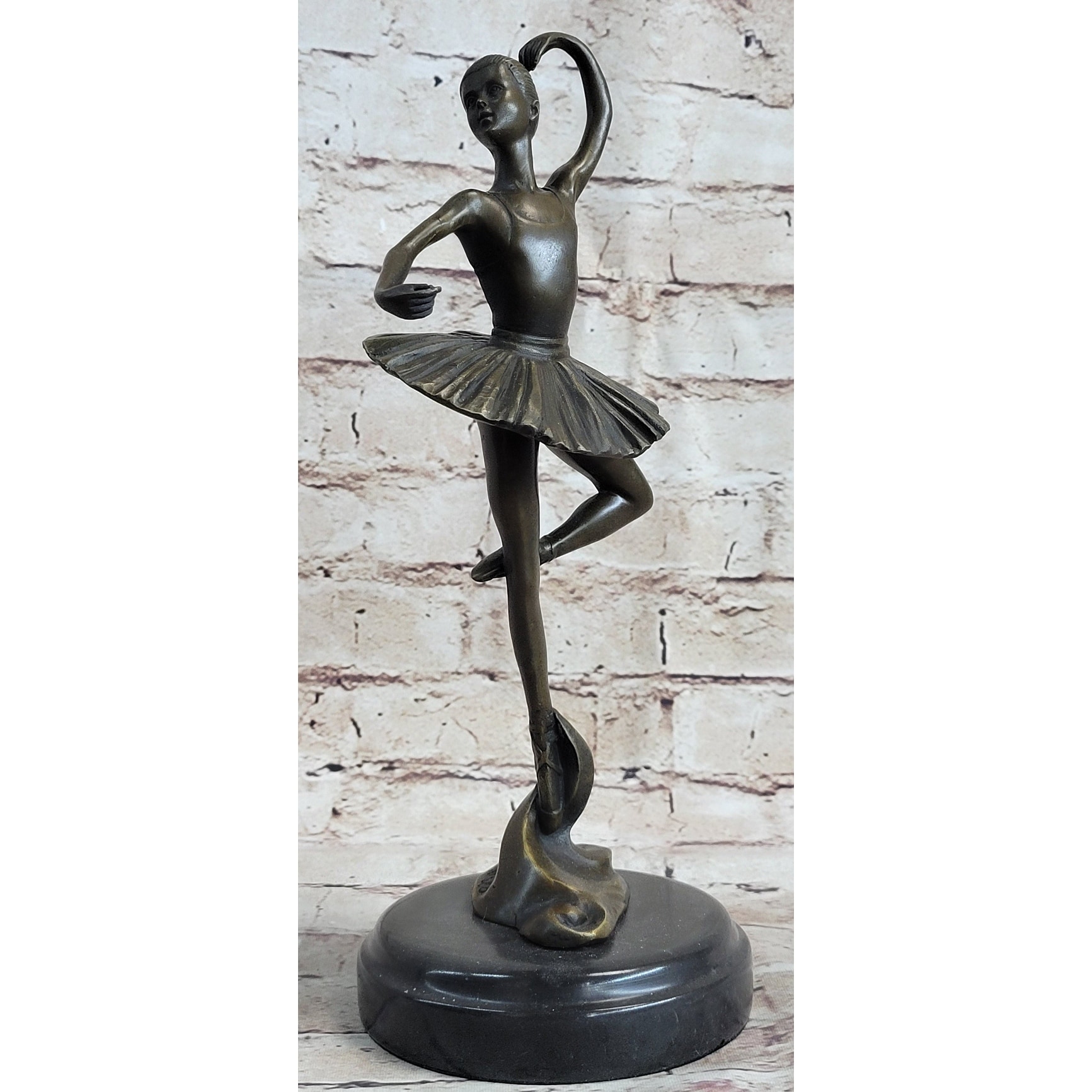 Ballerina Ballet Dancer Girl Bronze Sculpture Figurative Art Signed Original On Marble Base