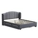 preview thumbnail 13 of 16, Upholstered Platform Bed with Wingback Headboard and 4 Drawers, No Box Spring Needed, Linen Fabric, Queen Size Pink