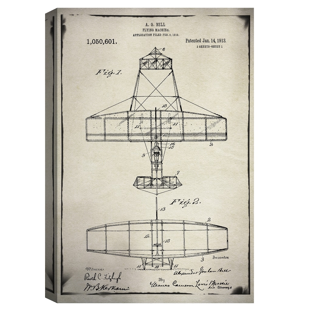 Flying Machine 2 Light by Studio Arts Canvas Art Print
