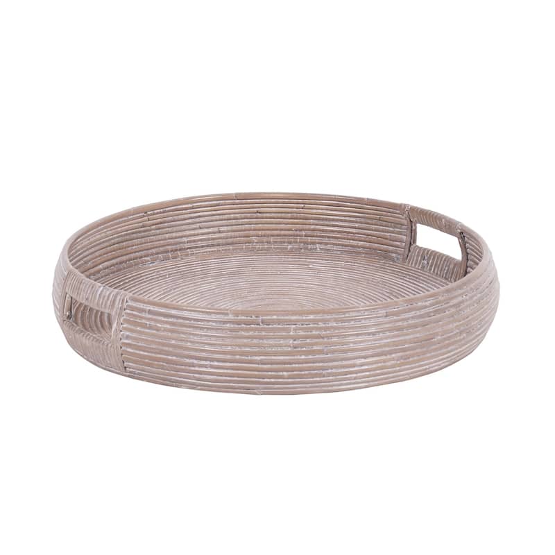 Indigo Road by Egypt Sherrod x East at Main Nami Whitewashed Rattan Round Trays (Set of 2)