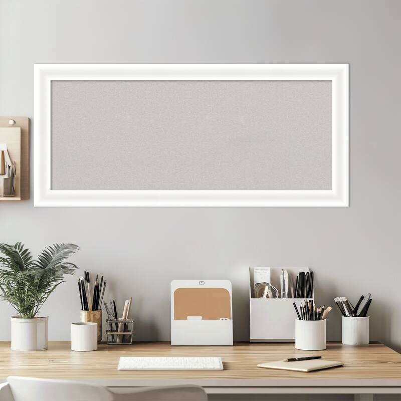 Oliver White Narrow Wood Framed Cork Board - Bulletin Board, Organization Board, Pin Board