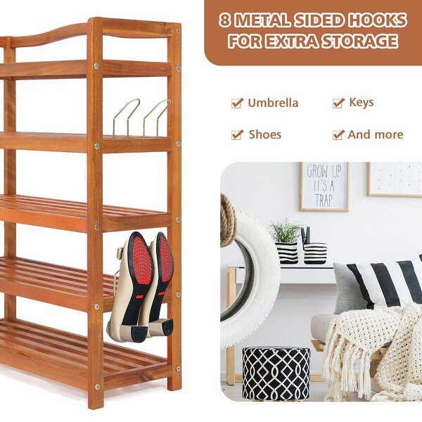 Costway 5-Tier Wood Shoe Rack Freestanding Large Shoe Storage