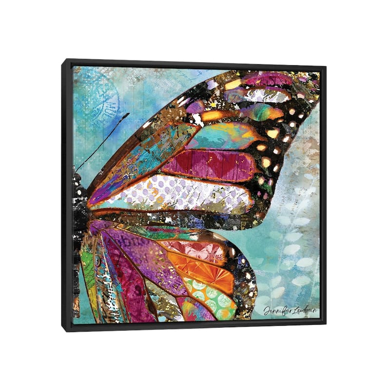 iCanvas "Woodland Dream Butterfly Wing 24x24" by Jennifer Lambein Framed Canvas Print - 26x26 - Black