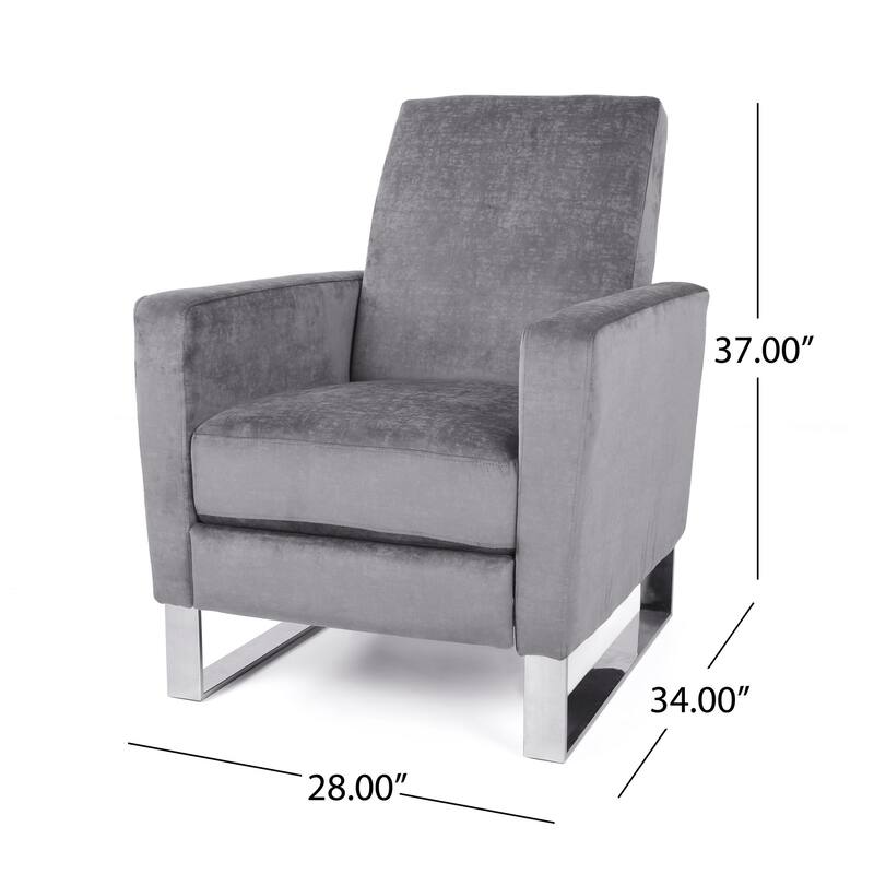 Reki Push Back Manual Recliner Chair, Stainless Steel Legs, Gray