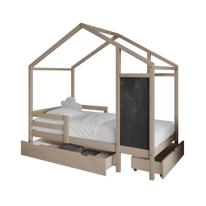 CraftPorch Mid-Century Wooden Canopy Bed