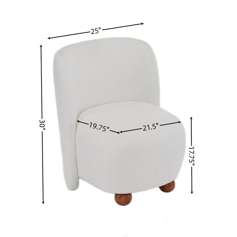 Modern Low Back Accent Chair, Upholstered Armless Living Room Lounge Chairs with Round Pine Wood Feet for Bedroom
