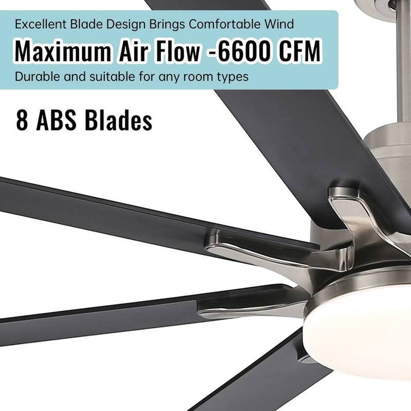 52/60/66 Inch Downrod Ceiling Fan with Light,Plywood Blades,Reversible DC Motor