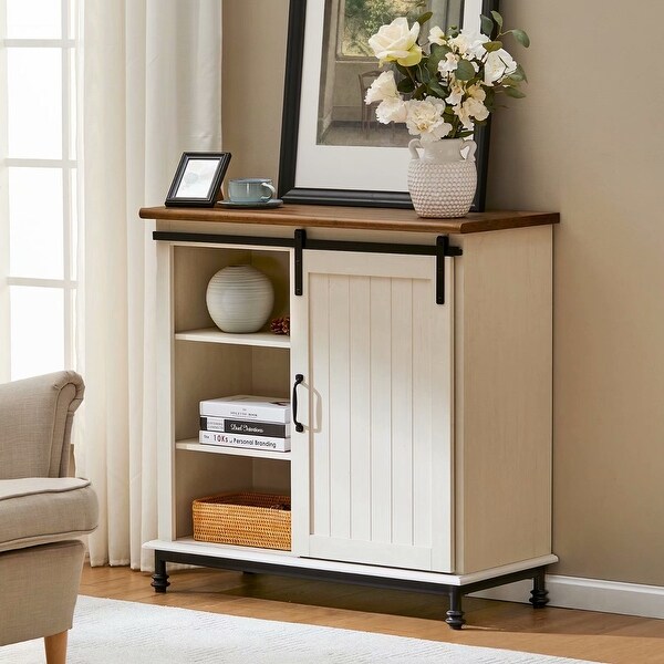 Sliding barn 2025 door buffet cabinet