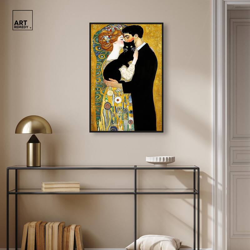 Kiss with Cat Canvas by Art Remedy