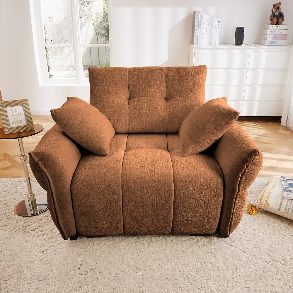 Chenille Upholstered Single Sofa, Ergonomic Reading Lounge Chair, Single Sofa Chair with High-Resilience Support Cushions
