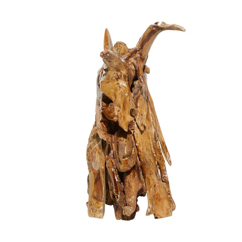 Brown Teak Wood Handmade Horse Decorative Sculpture - 25 x 10 x 23