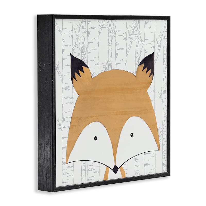 Stupell Whimsical Fox on Birch Framed Giclee Art Design By Kim Allen