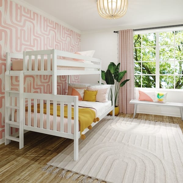 slide 2 of 12, Max and Lily Twin over Full Bunk Bed with Ladder on End White