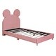 preview thumbnail 4 of 30, Velvet Upholstered Bear Ear Platform Bed, Eye-catching Design, Sturdy Frame