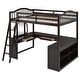 preview thumbnail 41 of 52, Solid Wood Loft Bed with Bulit-in U-shaped Desk and 2 Drawers, Full Size Loft Bedframe with Storage Shelves and Tri-fold Mirror