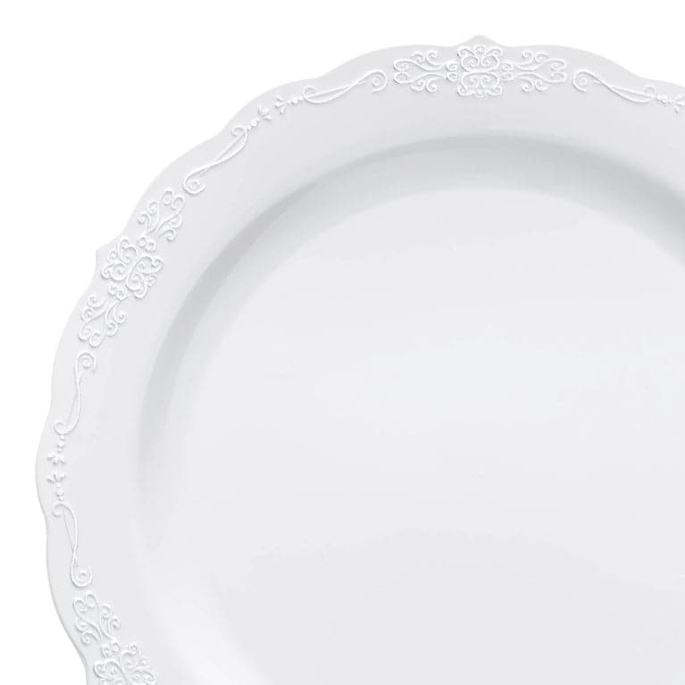 Vintage Rim Round Disposable Plastic Plate Packs - Party Supplies