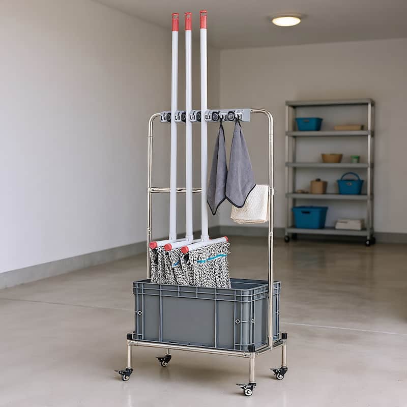 Modern Portable Movable Mop Rack Cleaning Tool Cart