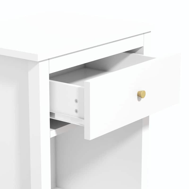26.77''H Wooden Nightstand with Drawer and Shelf for Bedroom