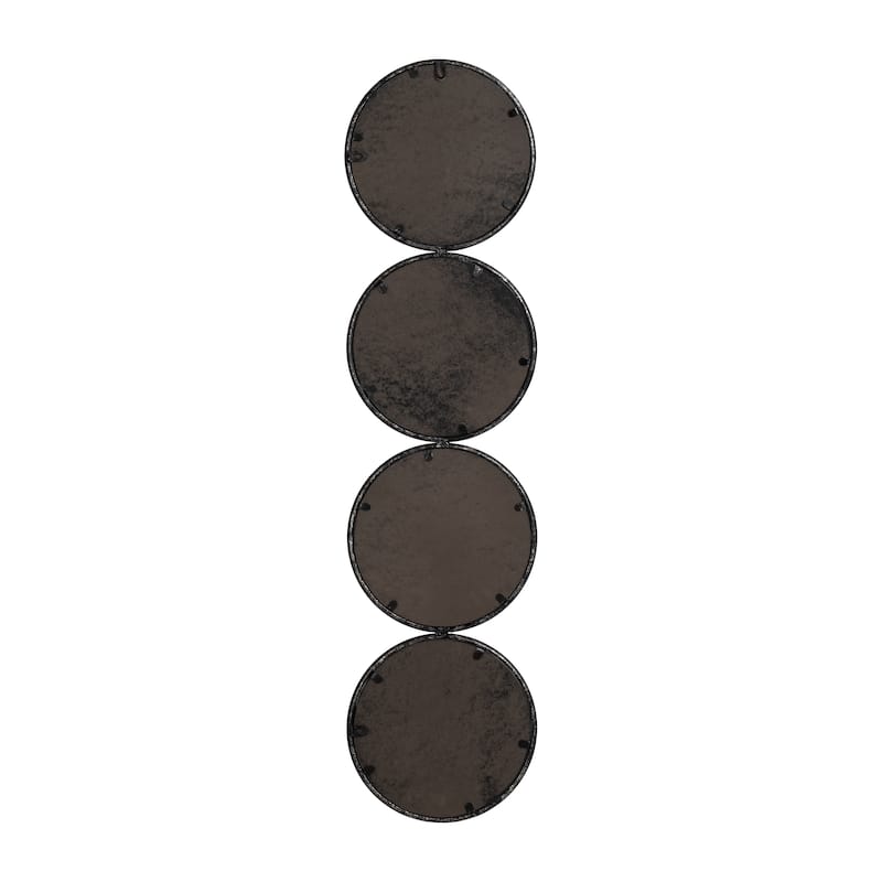 Sagebrook Home Modern Four Circle Black Iron Wall Mirror for Vertical or Horizontal - 12" x 1" x 48"