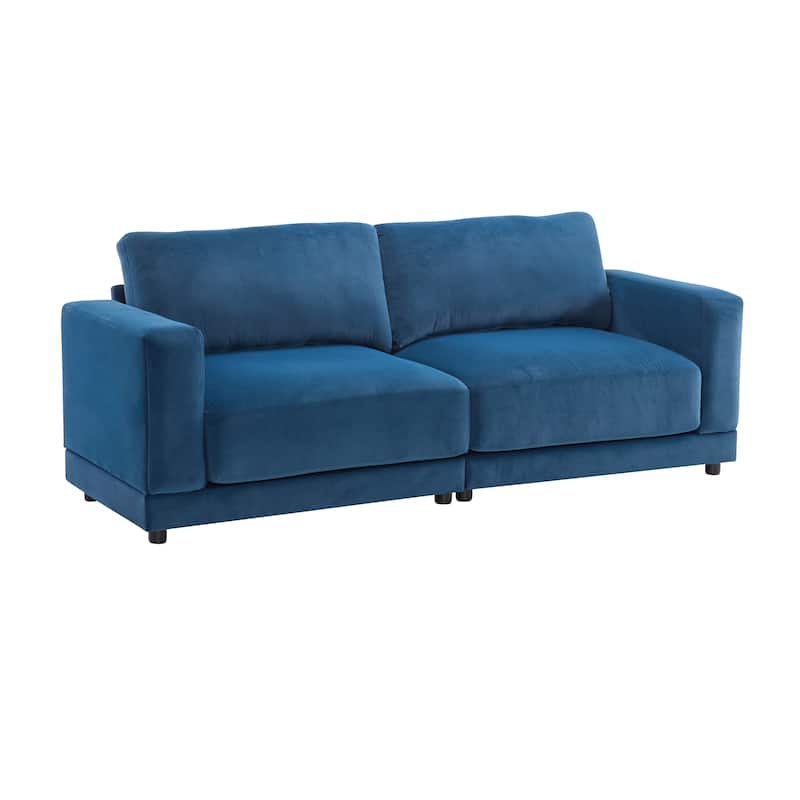 Modern Square Arm Sofa Couch, 81" Upholstered Living Room Loveseat Sofa with Wood Frame, Velvet Fabric Sofa for Bedroom