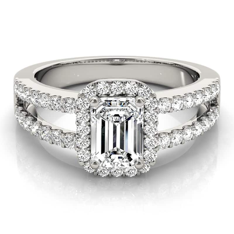 Auriya 14k White Gold Lab Grown Emerald Diamond Halo Engagement Ring 0.50 to 5.00 ct. tw. (F-G VS)