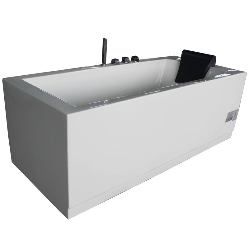 Eago 71" Three Wall Alcove Acrylic Whirlpool Tub with Left Drain, - White