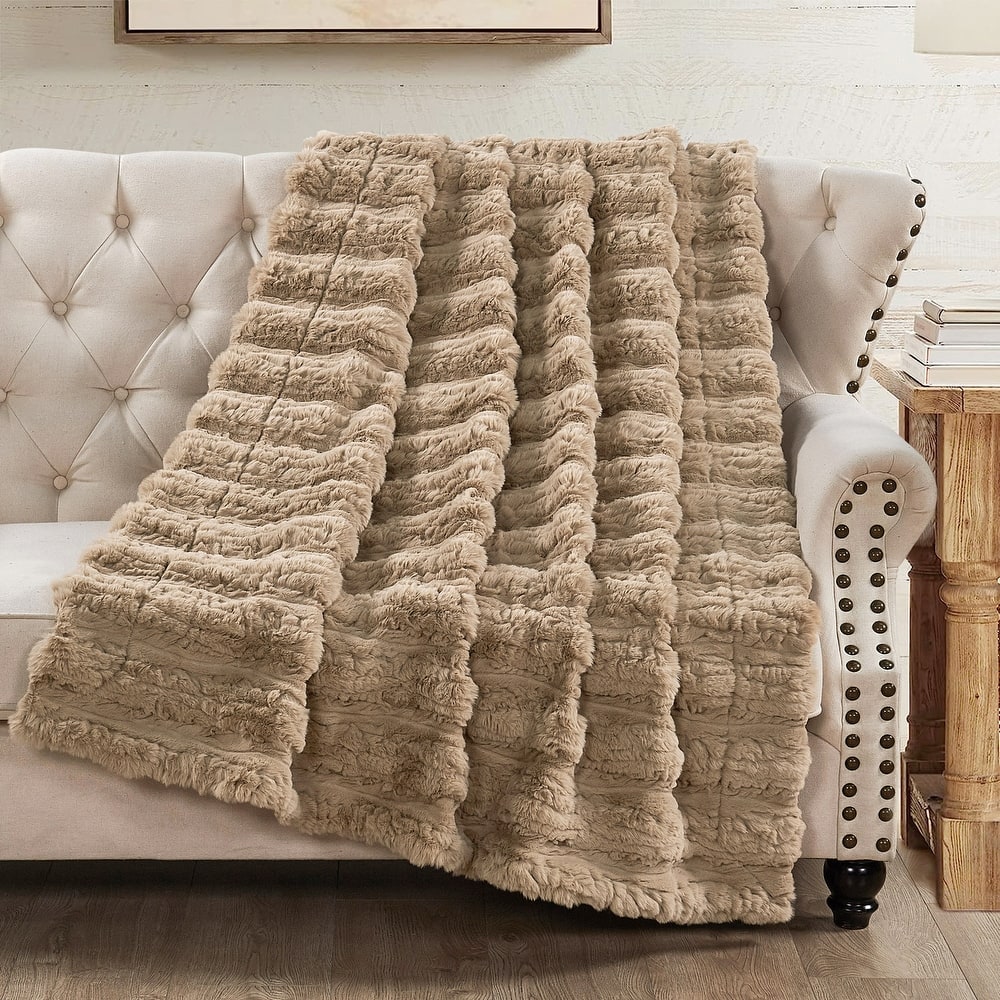 Home Soft Things Line Drawing FauxFur Throw Soft Blanket for Couch