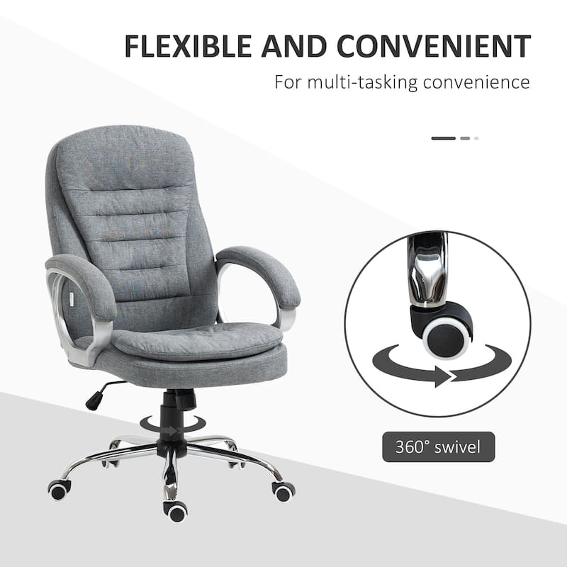 Vinsetto Adjustable Height Ergonomic High Back Home Office Chair with Armrests - Grey
