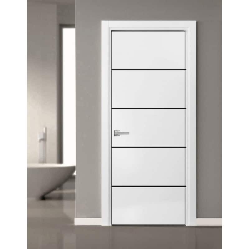Slab Barn Door Panel 18 x 80 Planum 0015 White Silk with Sturdy Finished