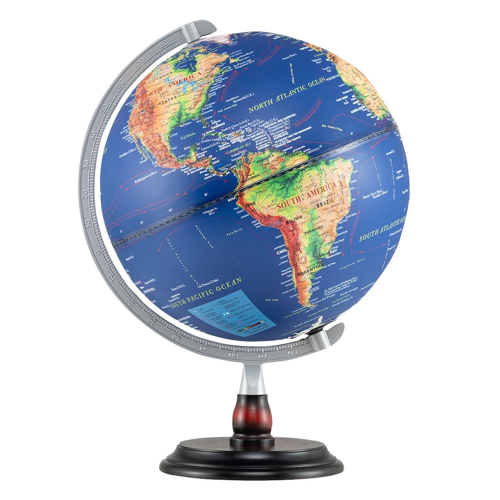 Gymax 12'' Illuminated World Globe w/Raised Relief LED Lights & Time