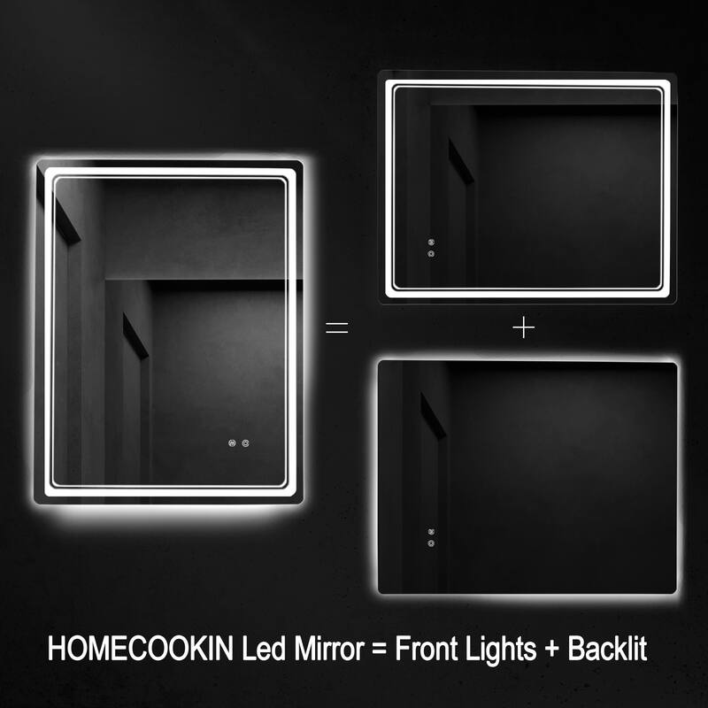 Wallbeyond 3-Tone Modern Style Frameless Rectangular LED Wall Mirror